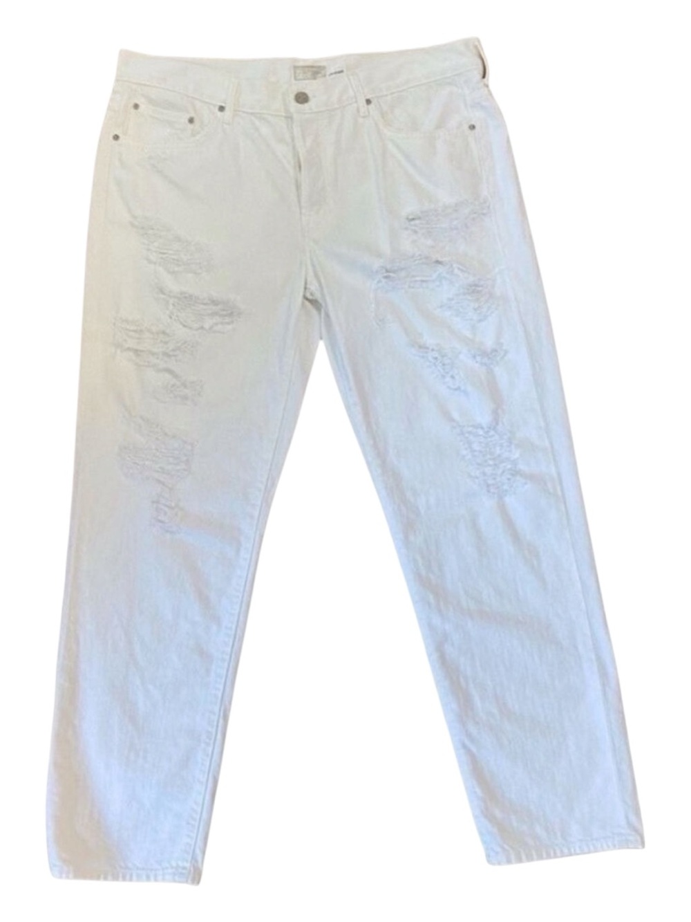 MOTHER The loosey ripped white high rise jeans button fly strech 100% cotton  31